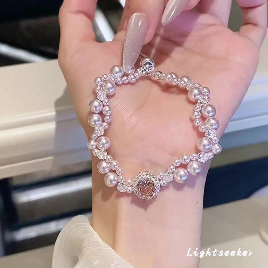 Elegant Double Layer Pearl Rose