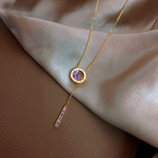 Roman Necklace With Purple Zirconia In Gold