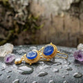 Vintage Blue Pearl Gold Earrings