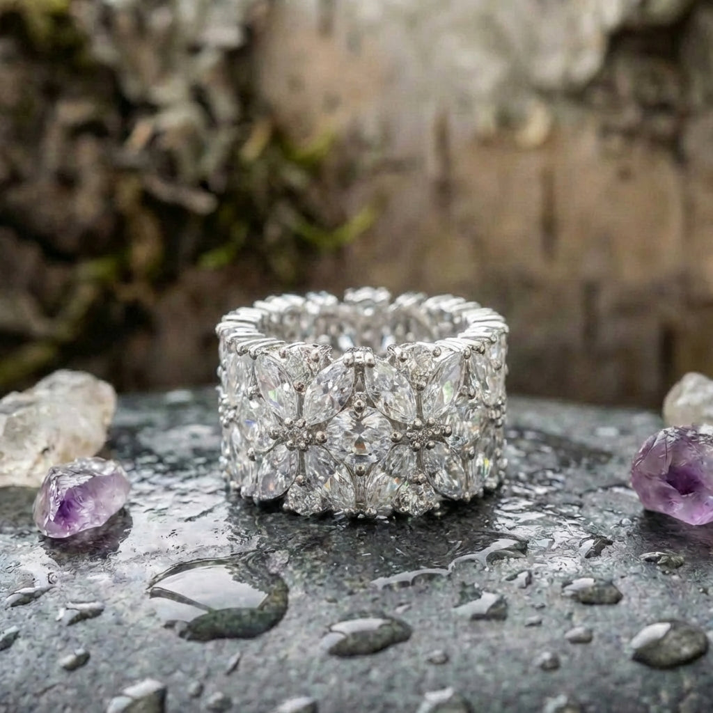 Elegant Crystal Flower Ring