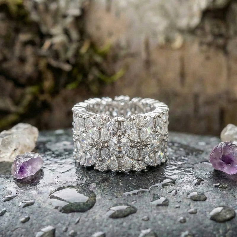 Elegant Crystal Flower Ring