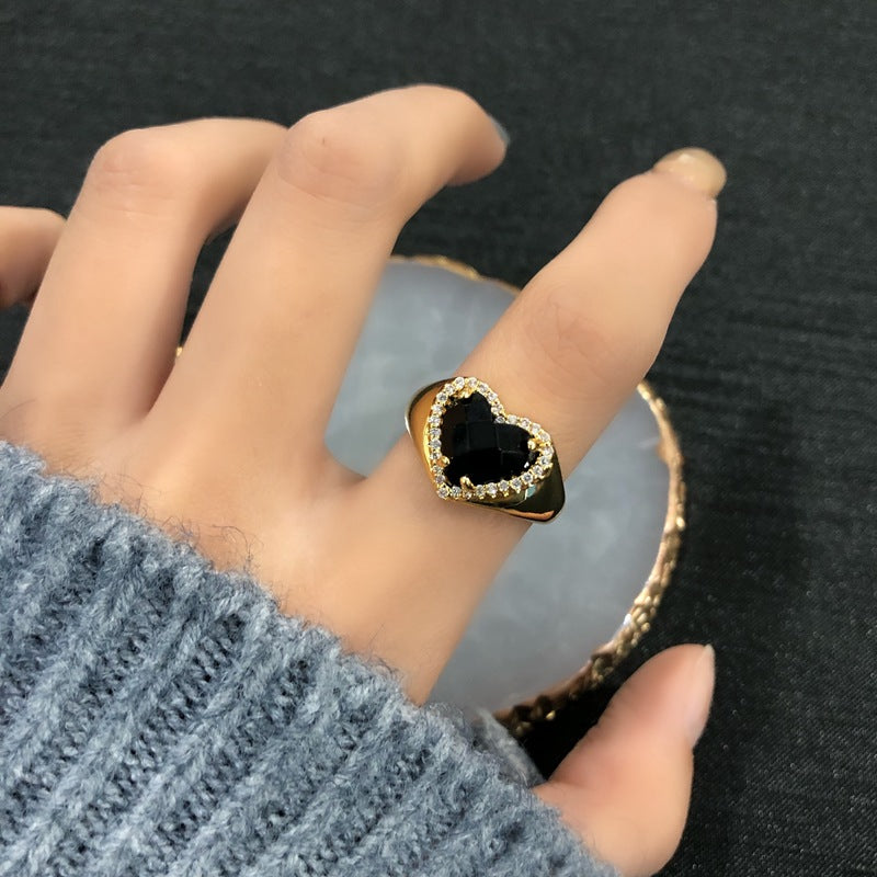Statement Black Heart Ring