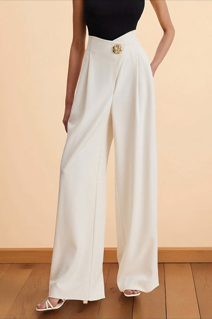 Asymmetrical Waist High Waist Wide Leg Pants