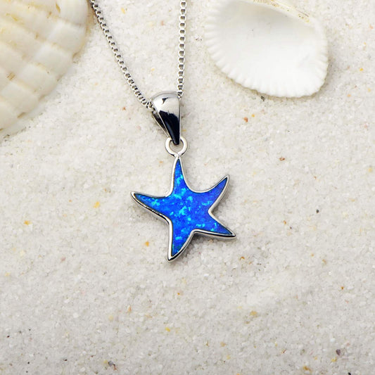 Blue Opal Starfish Necklace