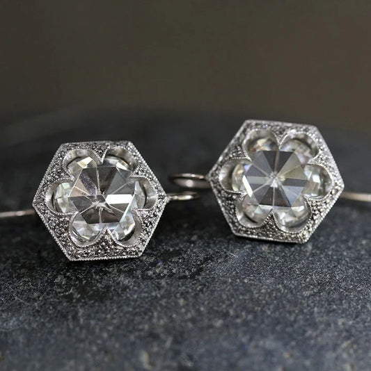 White Rounded Glass Earrings