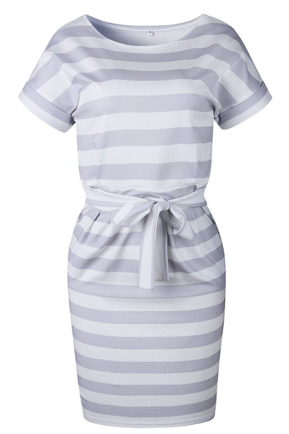 O Neck Midi Dress With Belt