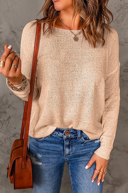 Drop Shoulder Long Sleeves Knitting Sweater