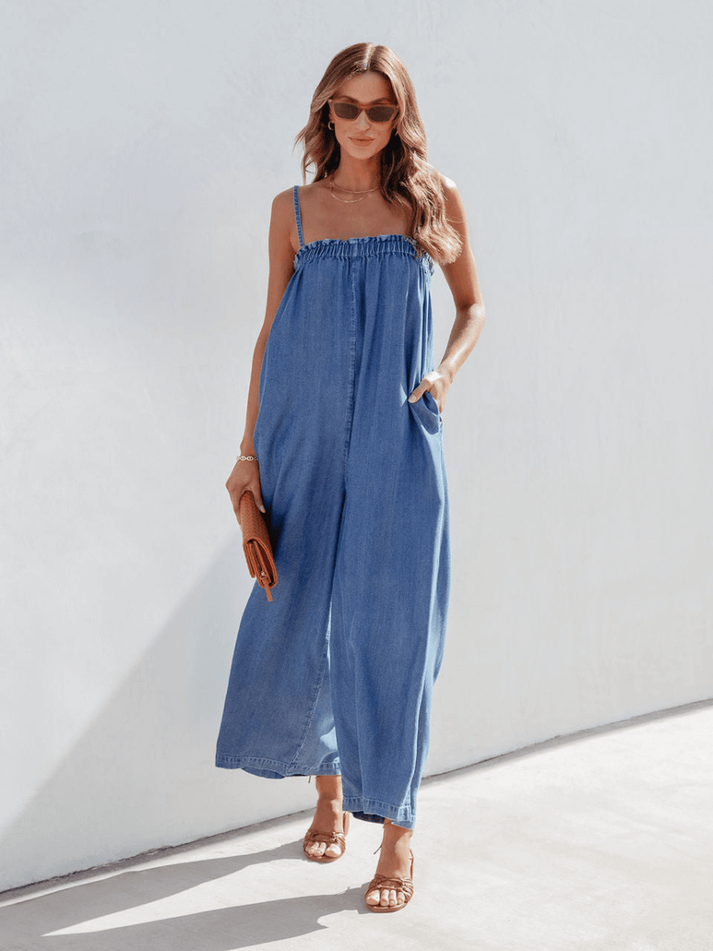Coronado Side Pocketed Denim Jumpsuit