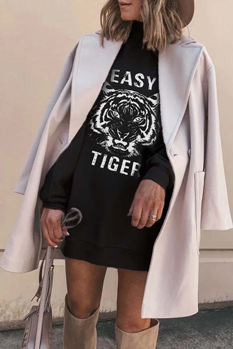 Tiger Printed White Mini Dress (2 Colors)
