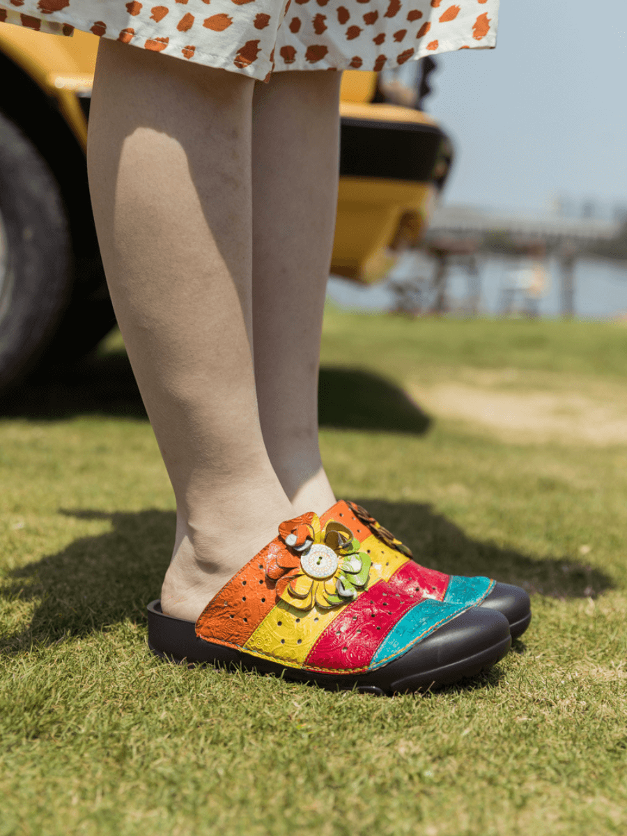 Soffia | Rainbow Streak Leather Sandal