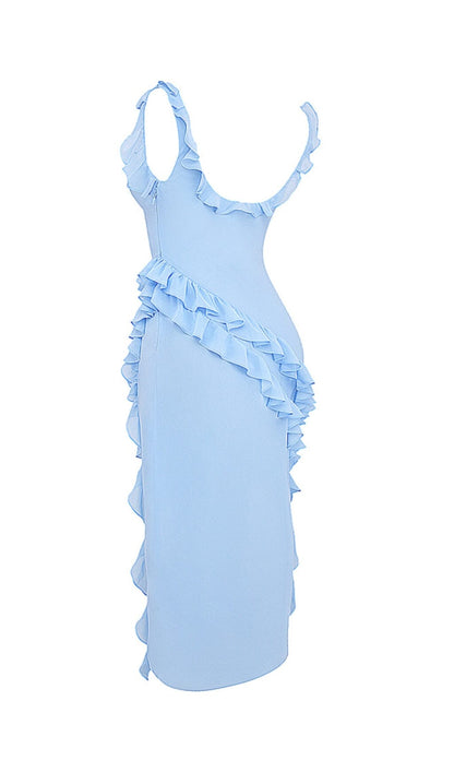 Soft Blue Ruffle Maxi Dress