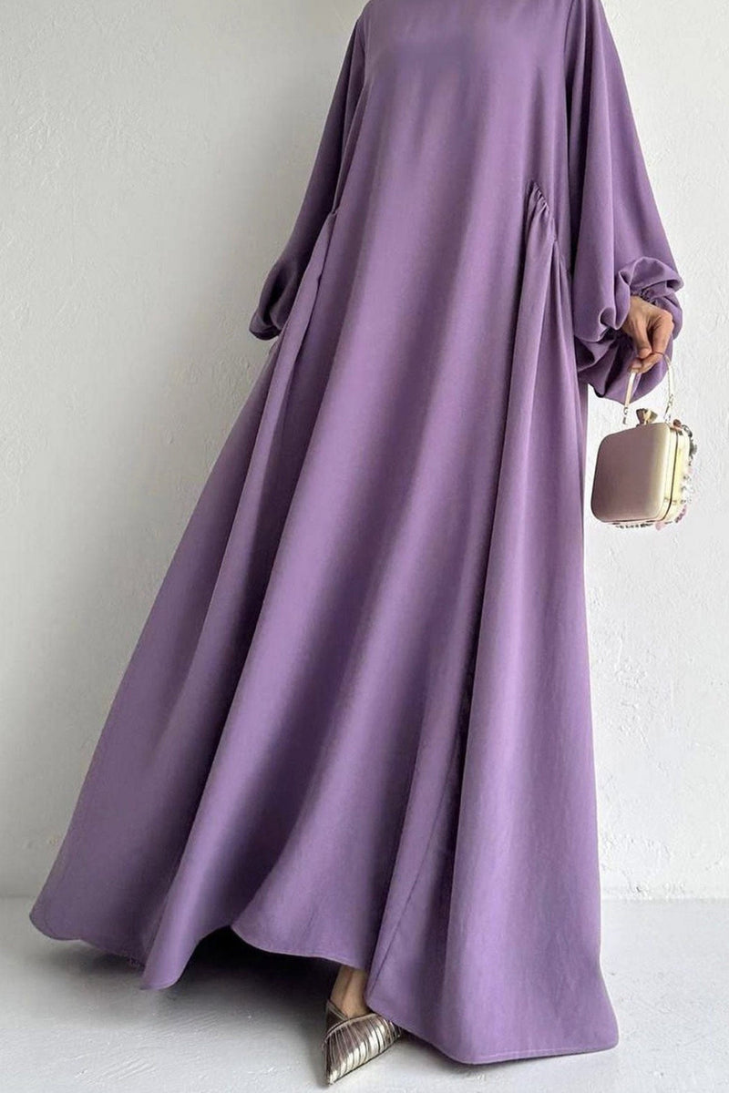 Puff Sleeve Color Maxi Dress