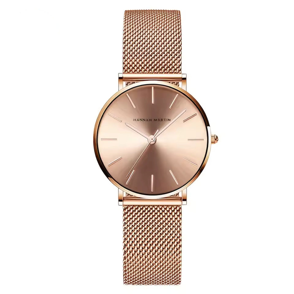 Rose Gold Wristwatch Featuring Quartz Movement