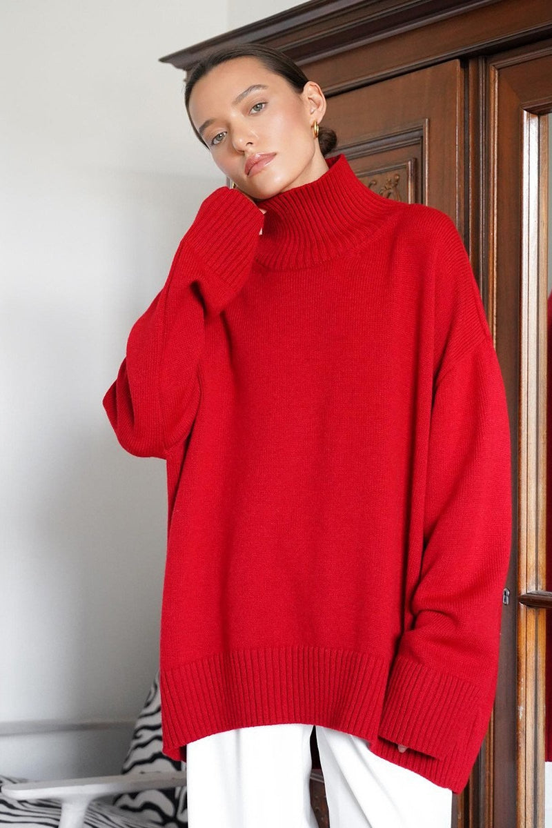 Color Turtleneck Knit Sweater