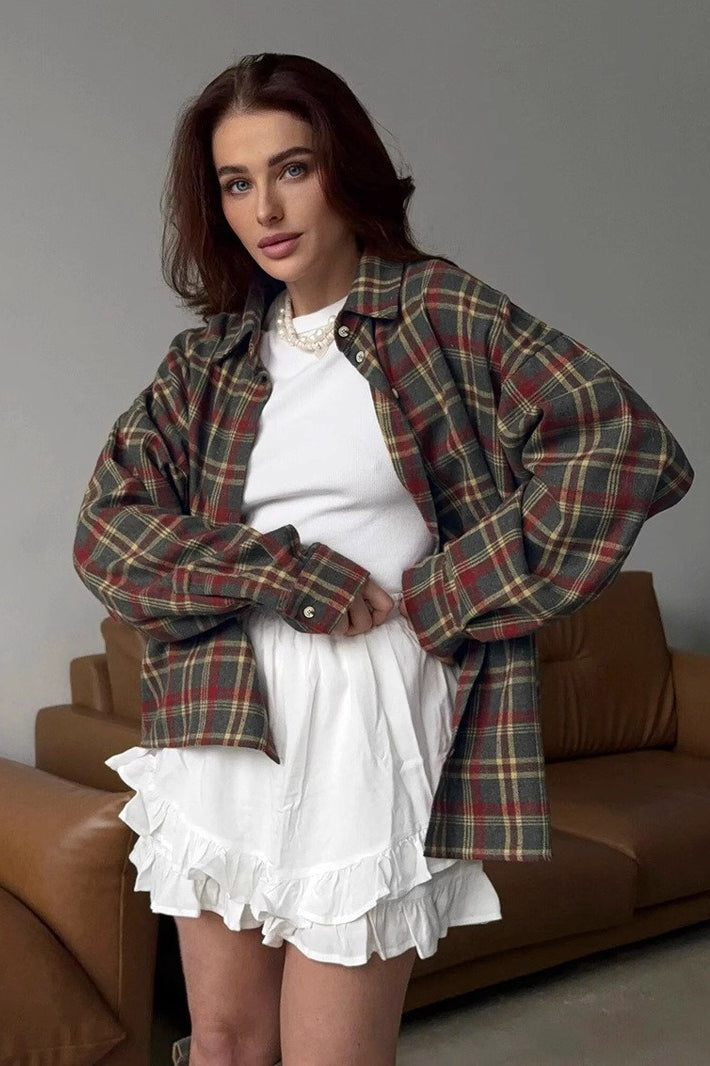 Plaid Relaxed Fit Blouse