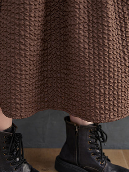 Long Sleeves Loose Split-joint Jacquard High-neck Sweater Dresses