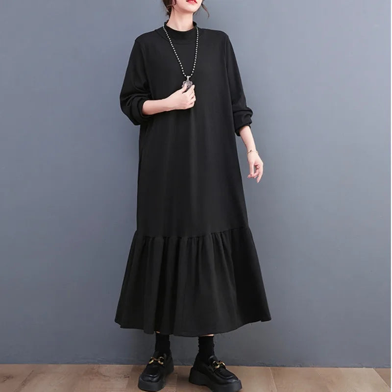 Dressbetty - Winter Loose Split Joint Long Sweatshirt Midi Dress