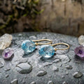 Vintage Rounded Glass Blue Earrings