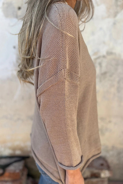 Autumn and Winter Knit V-neck Long Sleeve Pocket Sweater