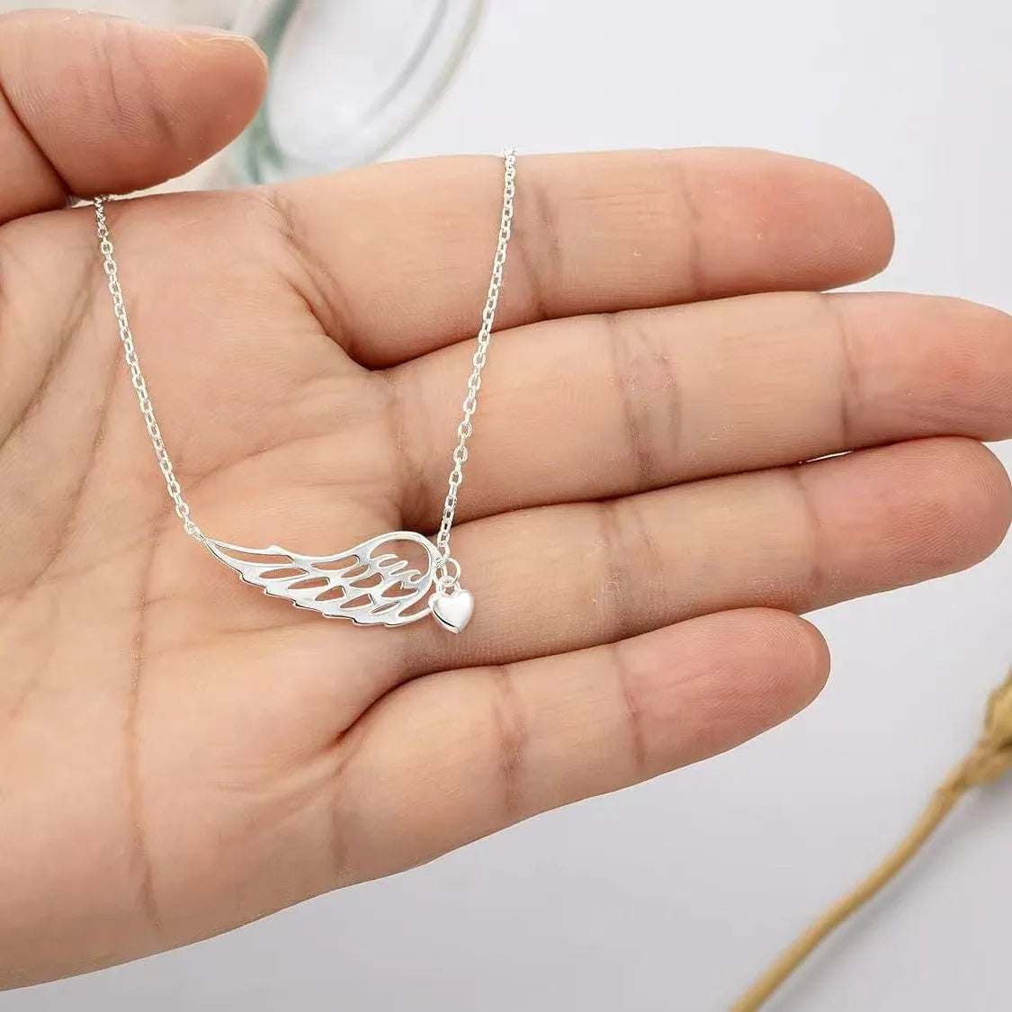 Delicate Wing Heart Necklace