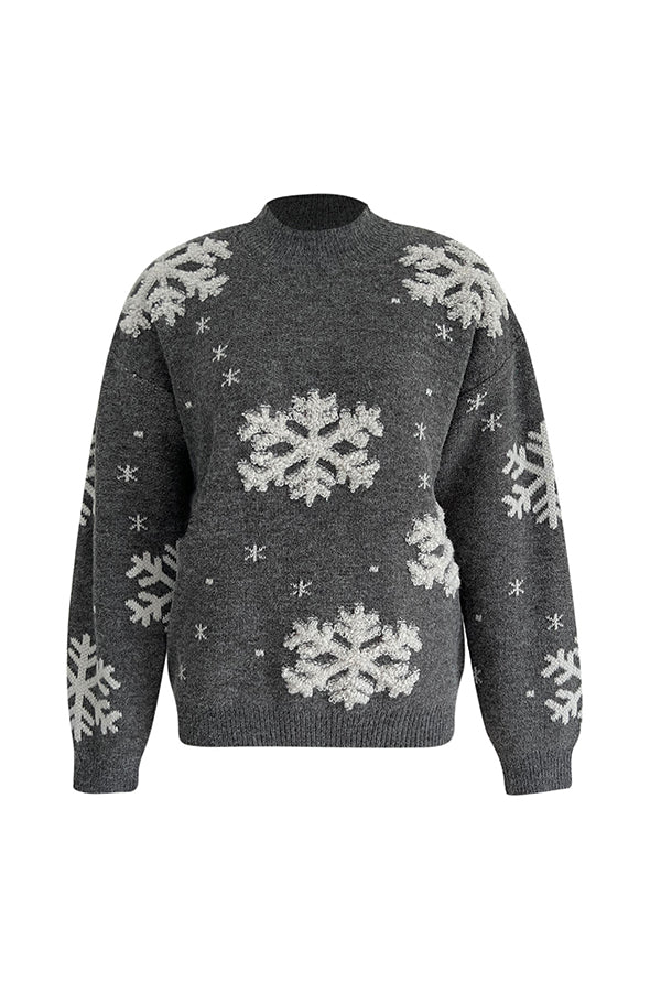 Turtleneck Christmas Print Knitted Sweater