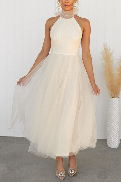 French Fairy, Ethereal Chiffon Patchwork Detail Suspender Long Dress