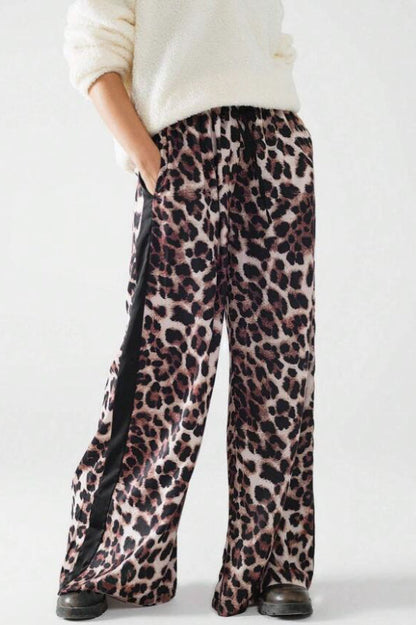 Leopard Print Relaxed Wide Leg Pants