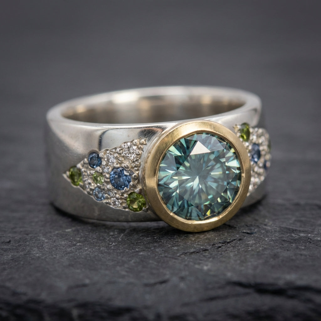 Vintage Bright Blue Zirconia Silver Ring