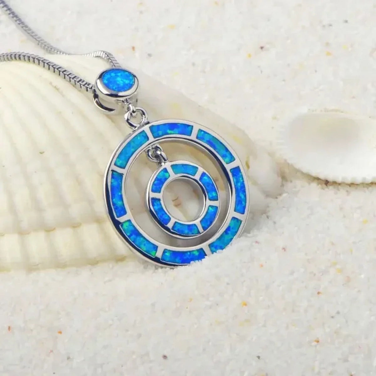 Blue Opal Spiral Necklace