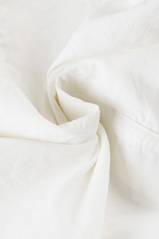 White Drawstring Wide-leg Cargo Pant