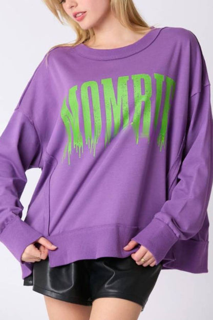 Halloween Letter Printed Top Loose Sweatshirt