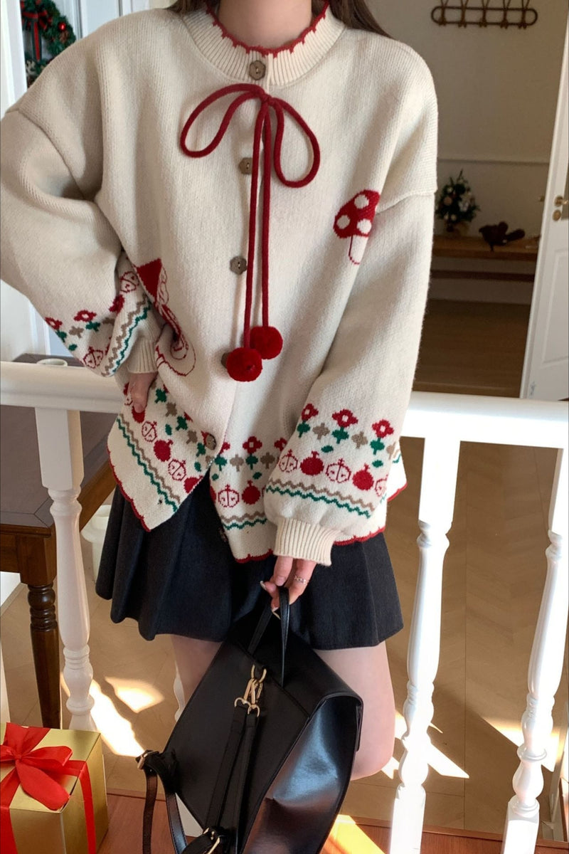 Pompom Oversized Cardigan