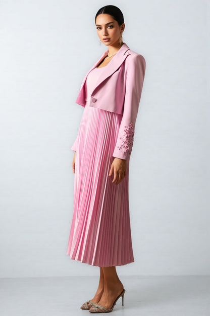 Zelda Cuff Blazer Pleated Maxi Dress Set