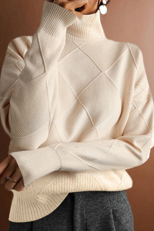 Color Turtleneck Loose Warm Knitted Sweater