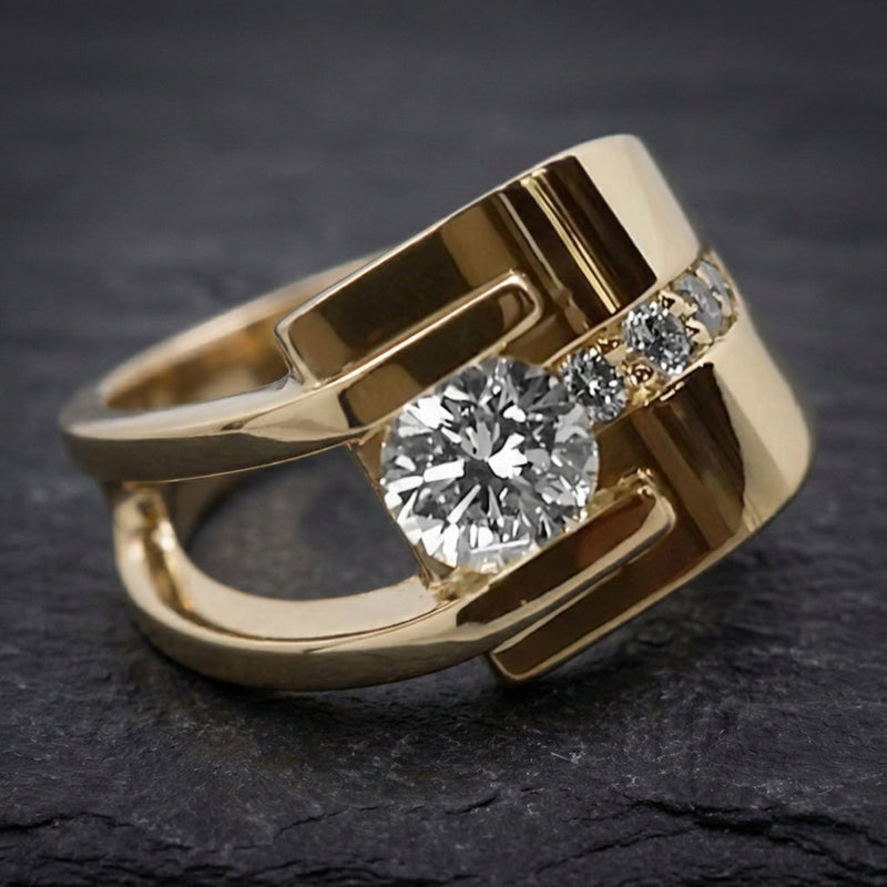 Vintage Golden Irregular Zirconia Ring