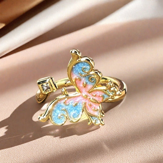 Vintage Enamel Butterfly Ring