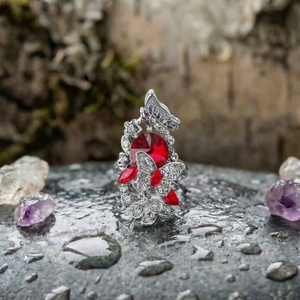 Elegant Butterfly Crystal Ring