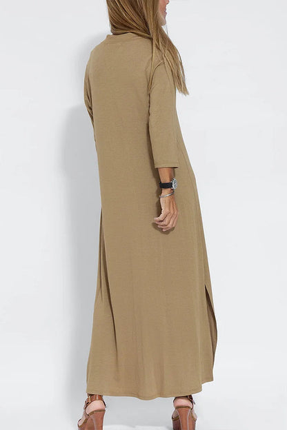 V Neck Color Maxi Dress