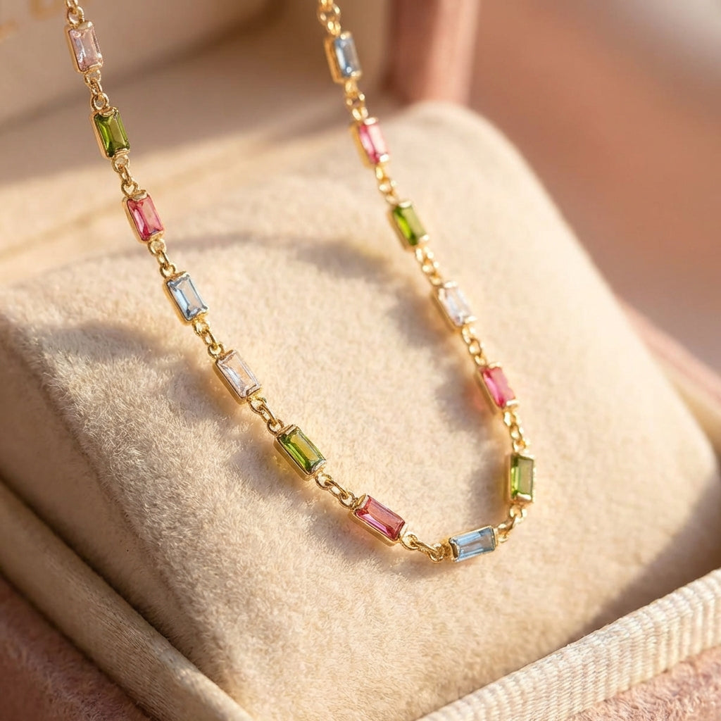 Isabella Multicolor Cz Stone Necklace