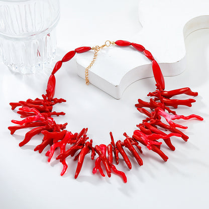Red Coral Necklace Two-piece Set