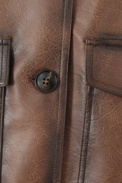 Brown Faux Leather Coat