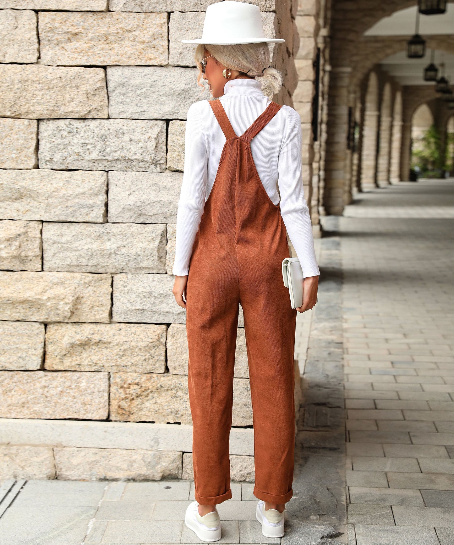 Brady Bell Fall Corduroy Rompers - Caramel