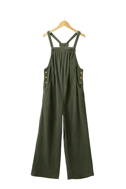Color Pocketed Corduroy Overall