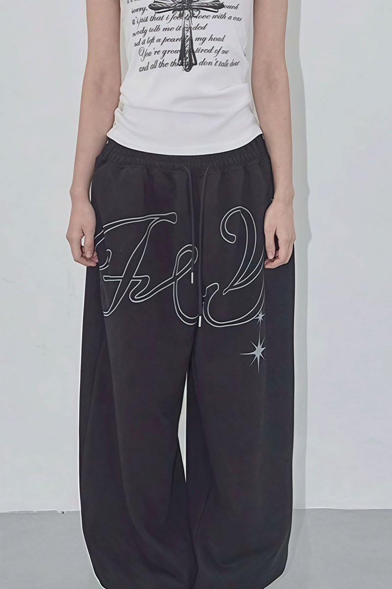 Hip Hop Graphic Baggy Straight Pants