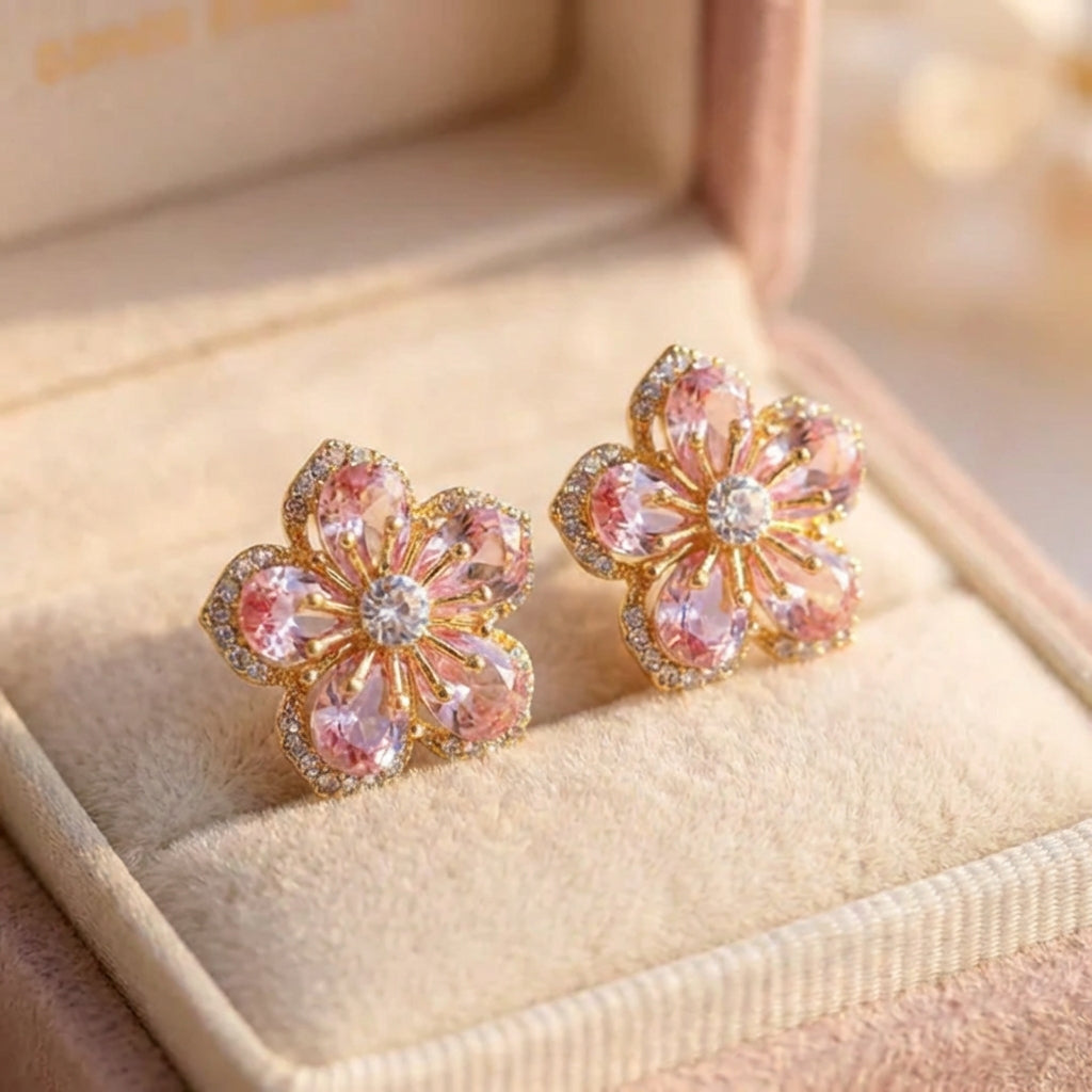 Crystal Blossom Zircon Earrings