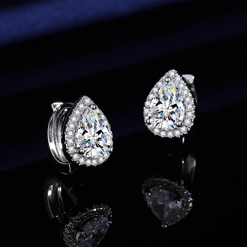 Elegant Pear Cut Crystal Clip