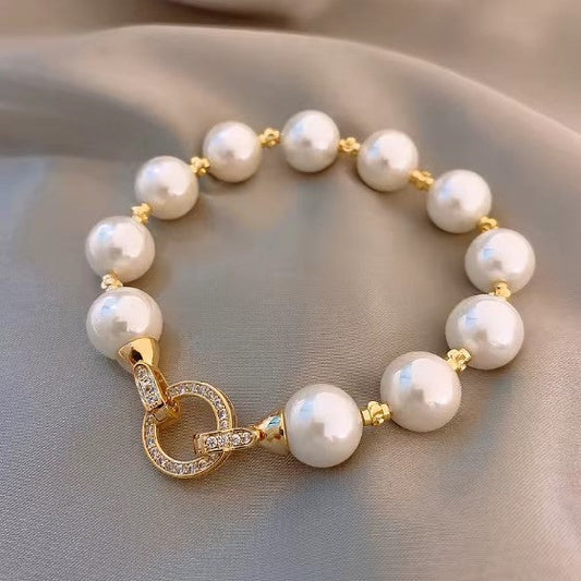 Vintage Elegant Zircon Circle Pearl