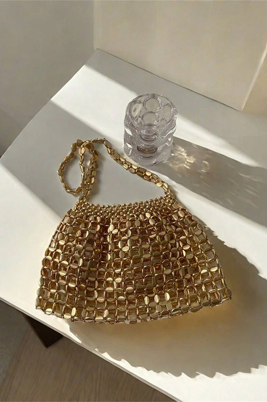 Handmade Flat Beaded Beaded Woven Handbag Bag