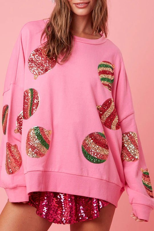 Christmas Egg Sequined Long Sleeve Sweatshirt