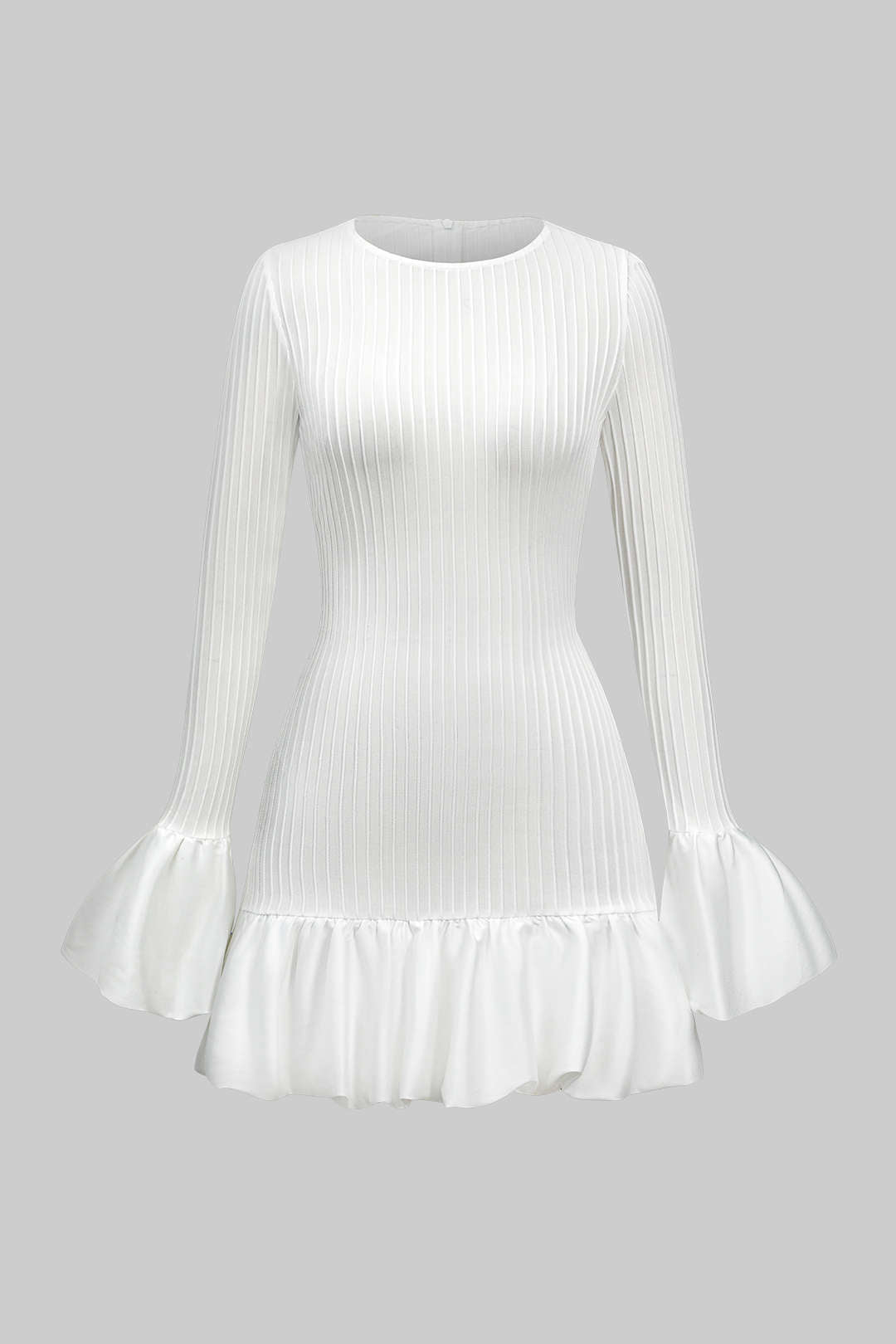 Color Puff Bell Sleeve Mini Dress